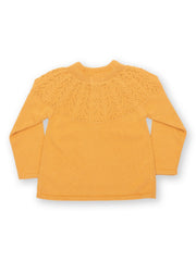 Kite - Girls organic together cardi yellow - Stitch interest yoke design - Midweight knitwear
