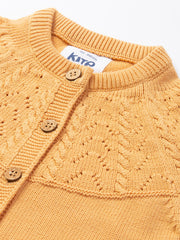 Kite - Girls organic together cardi yellow - Stitch interest yoke design - Midweight knitwear