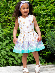 Kite - Girls organic lavender love dress cream - Border print - Sleeveless