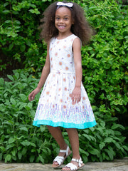 Kite - Girls organic lavender love dress cream - Border print - Sleeveless