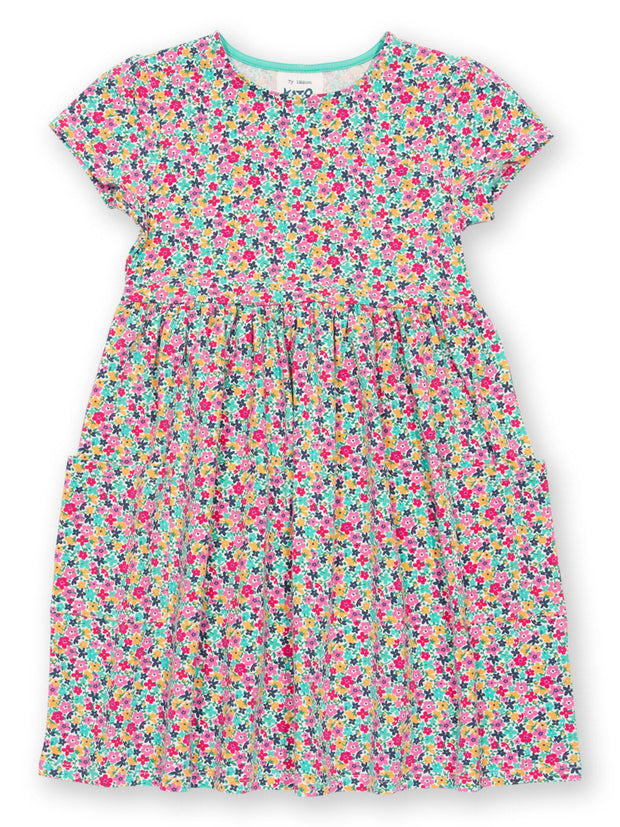 Kite - Girls organic petal perfume pocket dress - Short sleeves with gathers