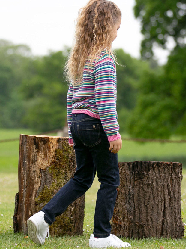 Kite - Boys organic stretch denim jeans navy blue - Elasticated waistband across back with button