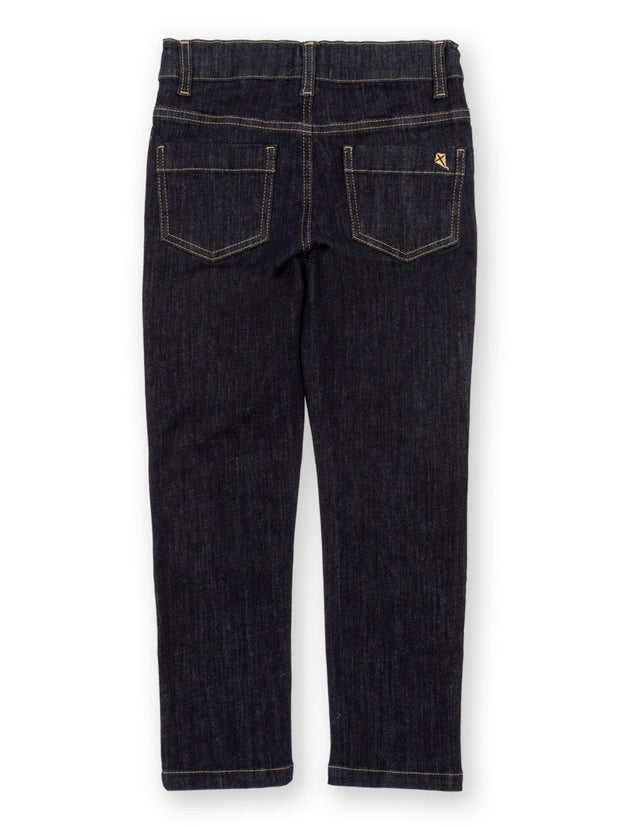 Kite - Boys organic stretch denim jeans navy blue - Elasticated waistband across back with button