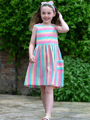 Kite - Girls organic special stripe dress - Yarn dyed stripe - Sleeveless
