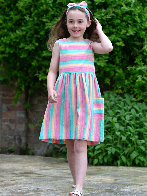 Kite - Girls organic special stripe dress - Yarn dyed stripe - Sleeveless