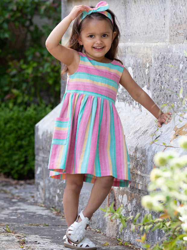 Kite - Girls organic special stripe dress - Yarn dyed stripe - Sleeveless