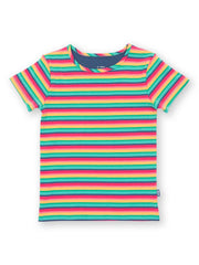 Kite - Girls organic rainbow t-shirt - Yarn dyed stripe - Short sleeved