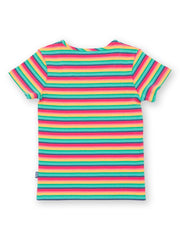 Kite - Girls organic rainbow t-shirt - Yarn dyed stripe - Short sleeved
