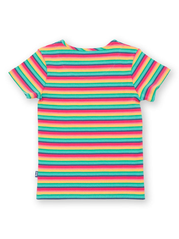 Kite - Girls organic rainbow t-shirt - Yarn dyed stripe - Short sleeved