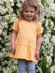 Kite - Girls organic easy breezy tunic yellow - Daisy trim at shoulder - Short sleeved