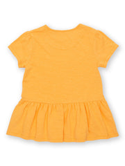 Kite - Girls organic easy breezy tunic yellow - Daisy trim at shoulder - Short sleeved