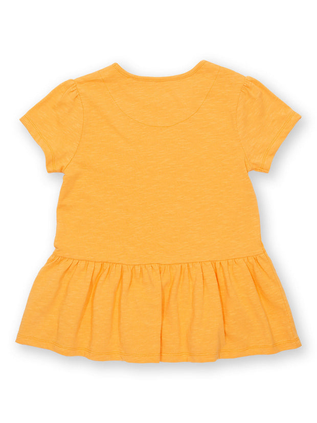 Kite - Girls organic easy breezy tunic yellow - Daisy trim at shoulder - Short sleeved