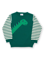 Kite - Boys organic dino jumper green - Intarsia design - Lightweight knitwear
