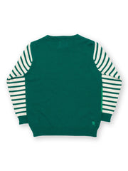 Kite - Boys organic dino jumper green - Intarsia design - Lightweight knitwear
