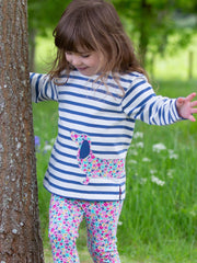 Kite - Girls organic daxie dog top navy blue - Appliqué design - Long sleeved