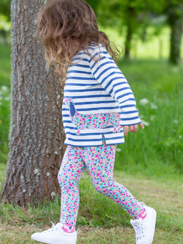 Kite - Girls organic daxie dog top navy blue - Appliqué design - Long sleeved