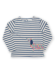 Kite - Girls organic daxie dog top navy blue - Appliqué design - Long sleeved