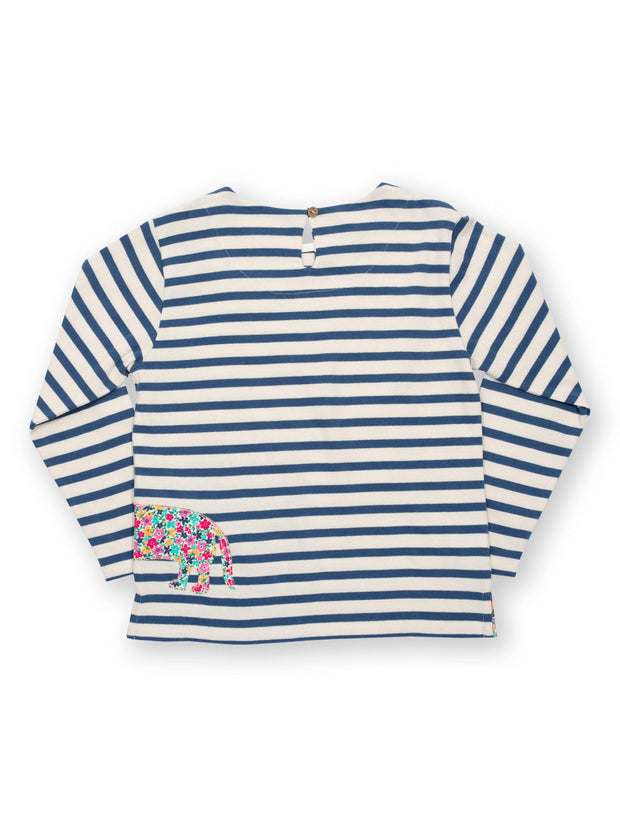 Kite - Girls organic daxie dog top navy blue - Appliqué design - Long sleeved