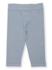 Kite - Girls organic pedal pushers navy - Yarn dyed stripe - Elasticated waistband