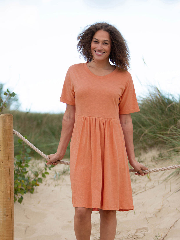 Kite - Womens organic Shore slub jersey dress orange - Above the knee length