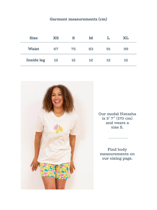 Kite - Womens organic Whitefield jersey shorts - Zest friends all-over print - Adjustable ties