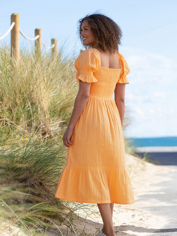 Kite - Womens organic Hartgrove muslin dress yellow - Mid-calf length