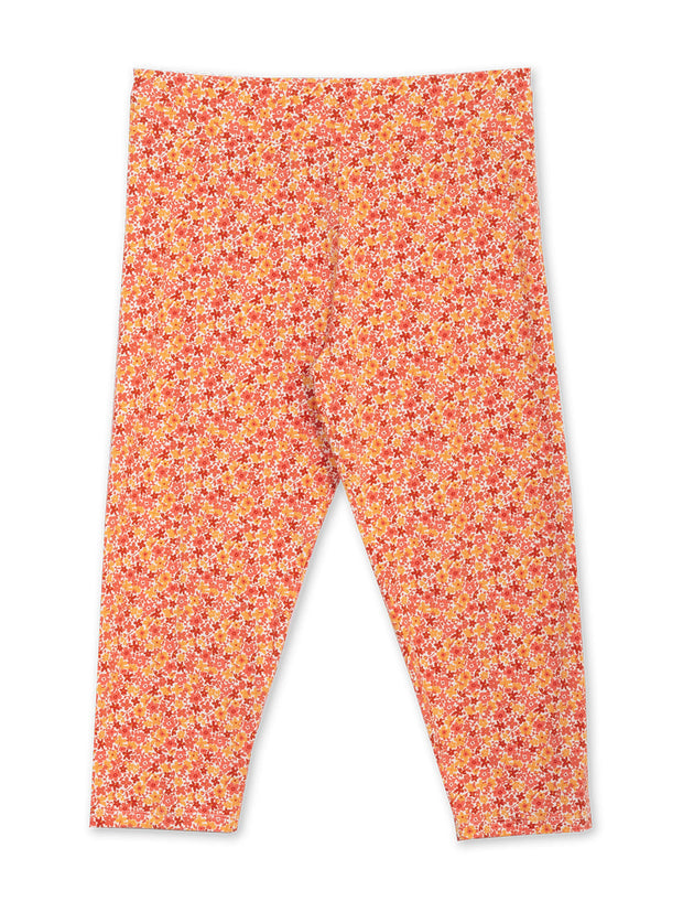 Kite - Womens organic Holt cropped leggings petal perfume orange - All-over print - Deep elasticated waistband