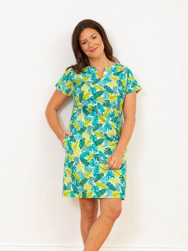 Kite - Womens organic Chettle dress jungle green - All-over print - Above the knee length