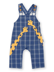 Kite - Baby organic giraffy dungarees navy blue - Appliqué design - Adjustable straps with coconut buttons