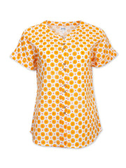 Kite - Womens organic Holwell muslin blouse groovy dot yellow - All-over print - Classic collar with stand