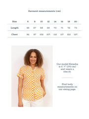 Kite - Womens organic Holwell muslin blouse groovy dot yellow - All-over print - Classic collar with stand
