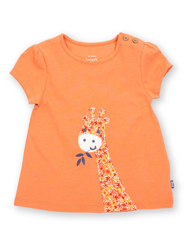 Kite - Girls organic giraffy tunic orange - Appliqué design - Short sleeved