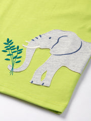 Kite - Boys organic elephants never forget t-shirt green - Appliqué design - Short sleeved
