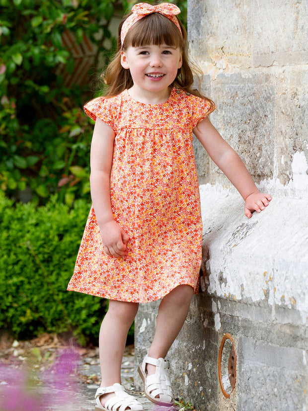 Kite - Girls organic petal perfume dress - Short sleeves with gathers