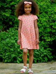 Kite - Girls organic petal perfume tunic dress - Short sleeves with gathers