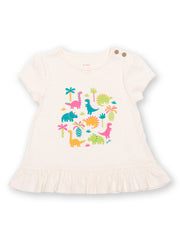 Kite - Girls organic jungle dino tunic cream - Placement print - Short sleeved