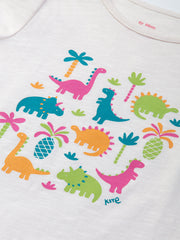 Kite - Girls organic jungle dino tunic cream - Placement print - Short sleeved