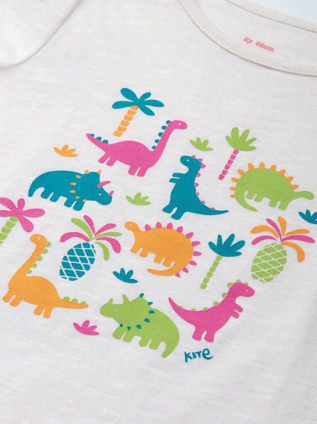 Kite - Girls organic jungle dino tunic cream - Placement print - Short sleeved