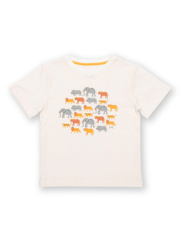 Kite - Boys organic big five t-shirt cream - Placement print - Short sleeved