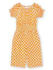 Kite - Girls organic groovy dot jumpsuit yellow - 3/4 length culotte style legs