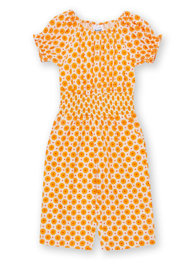 Kite - Girls organic groovy dot jumpsuit yellow - 3/4 length culotte style legs