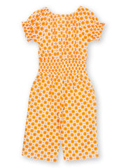 Kite - Girls organic groovy dot jumpsuit yellow - 3/4 length culotte style legs