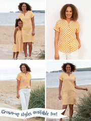 Kite - Girls organic groovy dot jumpsuit yellow - 3/4 length culotte style legs