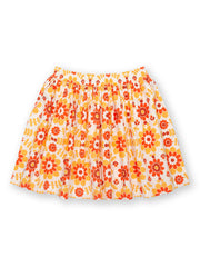 Kite - Girls organic groovy floral skirt orange - Elasticated waistband