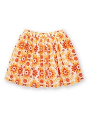 Kite - Girls organic groovy floral skirt orange - Elasticated waistband