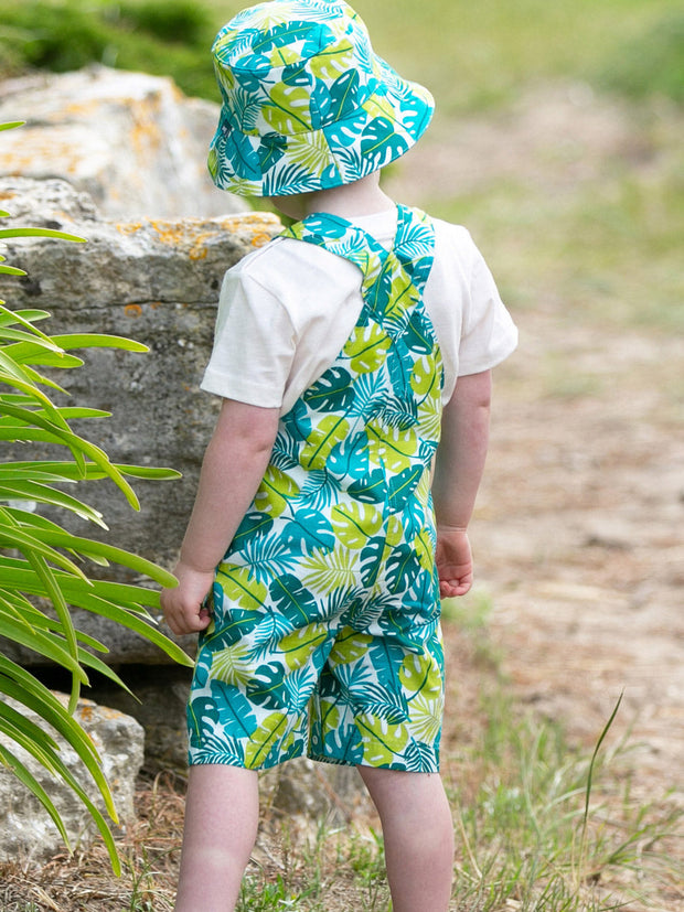 Kite - Boys organic jungle dungarees - Cross over adjustable straps with coconut buttons