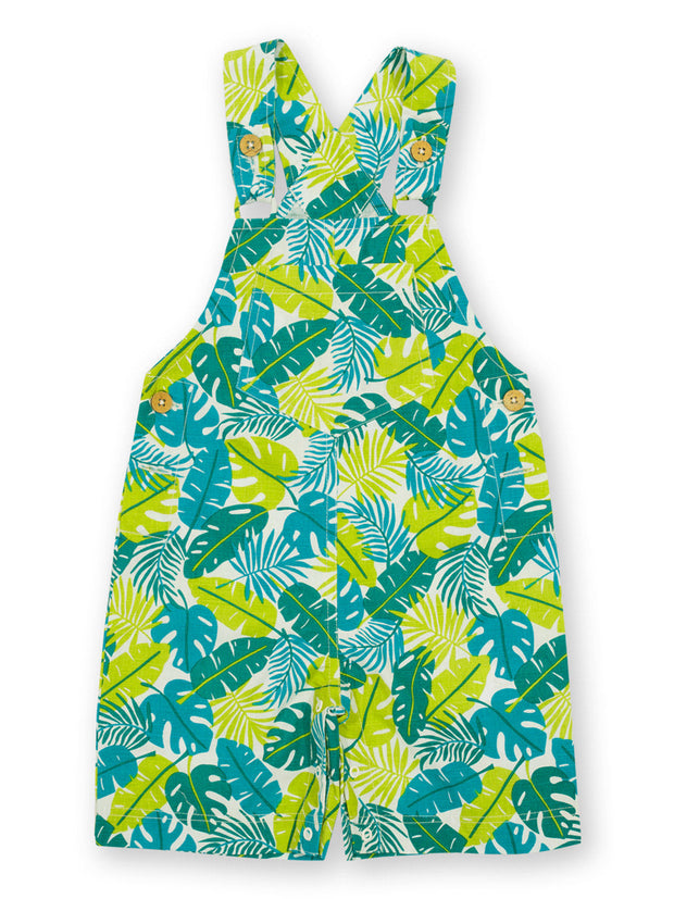 Kite - Boys organic jungle dungarees - Cross over adjustable straps with coconut buttons