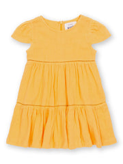 Kite - Girls organic sunshine dress yellow - Double layer muslin - Short sleeves with gathers