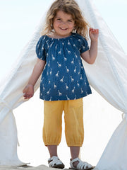 Kite - Girls organic giraffy blouse navy blue - Short sleeves