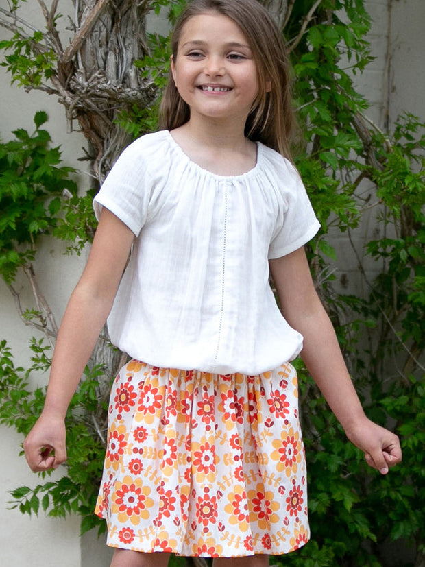 Kite - Girls organic together blouse cream - Double layer muslin - Short sleeved